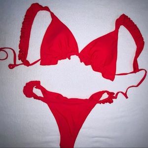 Frill top with tanga bottom bikini
